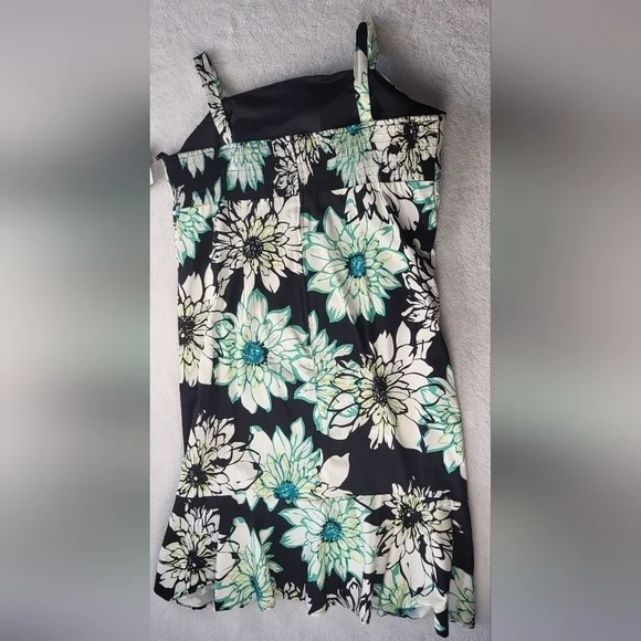 Madison Leigh Dress w/Built in Bra Turquoise/Black Floral Women's Size 22W NWT - Picture 4 of 12